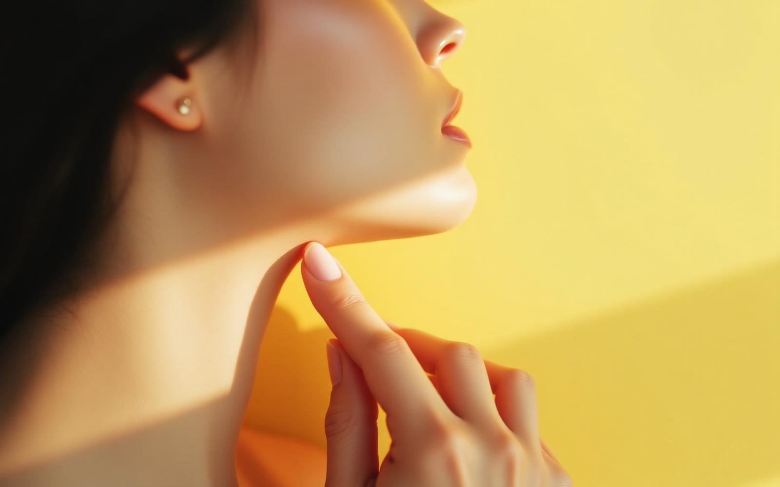Soft profile portrait on butter-yellow backdrop, glowing skin